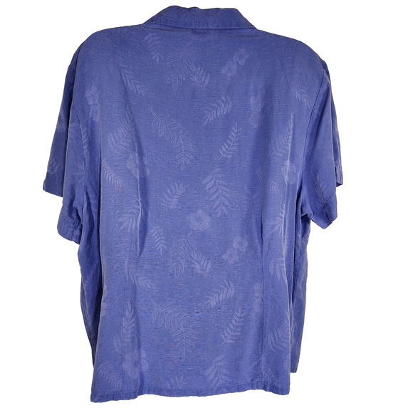 NTCO Nomadic Traders Women Shirt 100% Silk Size XL Button Up Short Sleeve Floral - Picture 2 of 9